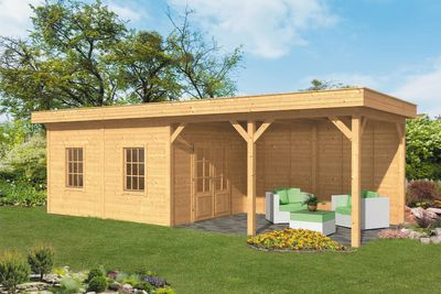Lariks/Douglas Overkapping Oslo L type 11 blank 903x380 cm- Plat dak- Onbehandeld lariks Douglas hout- Tuindeco