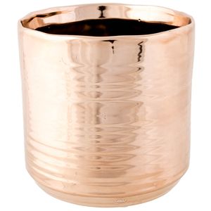 1x Koperen ronde potjes voor kerststukjes Cerchio 13 cm keramiek