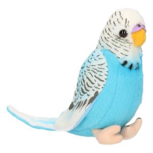 Pluche knuffel vogel Parkiet blauw 11 cm   -