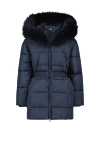 Le Chic Meisjes winterjas met capuchon en fur kraag - Bodette - Navy blauw