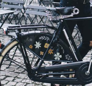 Sticker voor fiets veelkleurige bloemen set