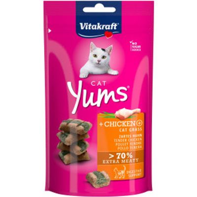 Vitakraft Cat Yums kip met kattengras kattensnack (40 g) 6 verpakkingen