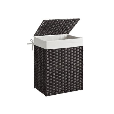 Handgeweven wasmand van synthetisch rotan, Zwart / 90 L