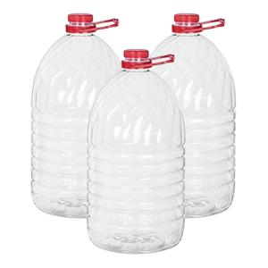 Watercontainer/jerrycan - 3x - 5 Liter - Kunststof - transparant - 15 x 32 cm