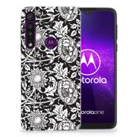 Motorola One Macro | TPU Case | Black Flowers