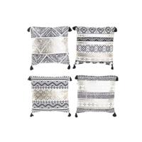 Kussen DKD Home Decor Zwart Gouden Polyester Katoen Aluminium Arabisch (45 x 10 x 45 cm) (4 Stuks)