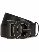 Dolce & Gabbana ceinture en cuir à logo DG - Noir