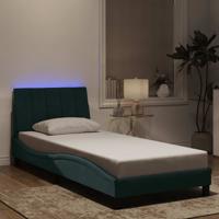 Bedframe met LED zonder matras "Hanko" fluweel donkergroen 80x200 cm