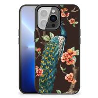 iPhone 13 Pro Max Dierenprint Telefoonhoesje Pauw met Bloemen