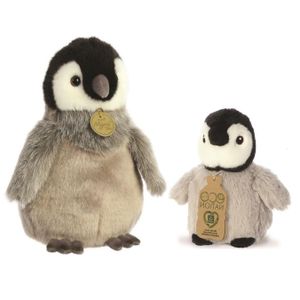 Knuffeldieren pinguin kuikens - set 2x - pluche - grijs - 13/23 cm