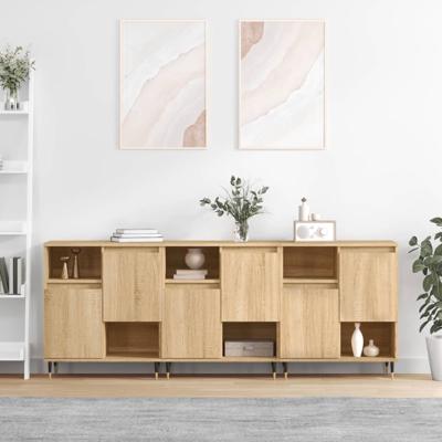 Dressoirs 3 st bewerkt hout sonoma eiken