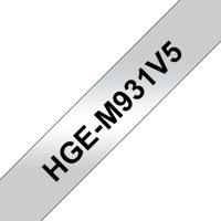 Brother Originele HGe-M931V5 label tapecassette – hoogwaardig - 5x zwart op zilver, breedte 12 mm - thumbnail