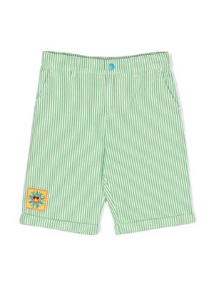 Stella McCartney Kids short rayé à logo appliqué - Vert