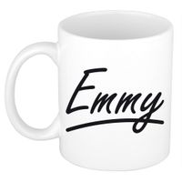 Naam cadeau mok / beker Emmy met sierlijke letters 300 ml