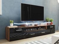 Tv-meubel EVA 2 deuren 2 lades wotan eik/hoogglans zwart zonder lades - thumbnail