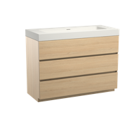 Storke Edge staand badmeubel 120 x 52 cm naturel eiken met Mata High enkele wastafel in mat witte solid surface - thumbnail