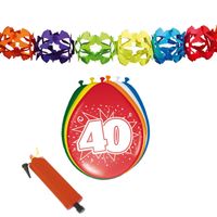 Verjaardag feest 40 jaar versieringen pakket feestslingers/ballonnen - thumbnail