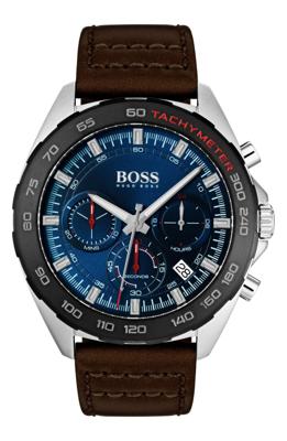 Hugo Boss 1513663 heren chronograaf intens bruin lederen bandhorloge 44 mm