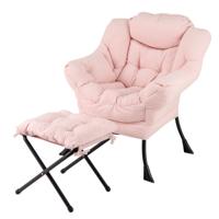 Fauteuil met Kruk Relaxstoel met Armleuningen Zijzak en Voetensteun Loungestoel Televisiestoel Gevoerde Oorfauteuil