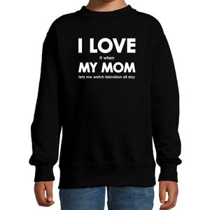 I love it when my mom lets me watch television all day sweater zwart voor kids