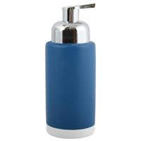 MSV Zeeppompje|dispenser Enzo - keramiek - marine blauw|zilver - 18 cm