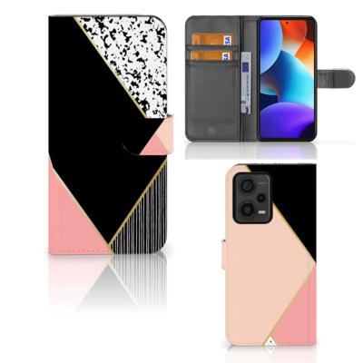 Xiaomi Redmi Note 12 Pro Plus | Book Case | Zwart Roze Vormen Xiaomi Redmi Note 12 Pro Plus | Book Case | Zwart Roze Vormen
