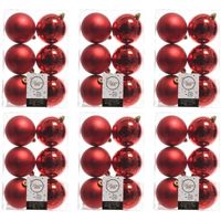 36x Kunststof kerstballen glanzend/mat kerst rood 8 cm kerstboom versiering/decoratie kerst rood   -