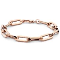 Armband Paperclipschakel platte buis rosegoud 8 mm 19,5 cm