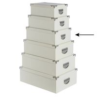 5Five Opbergdoos/box - ivoor wit - L36 x B24.5 x H12.5 cm - Stevig karton - Crocobox - Opbergbox