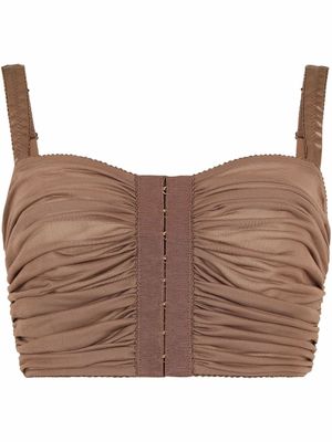 Dolce & Gabbana haut crop à design drapé - Marron