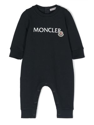 Moncler Enfant barboteuse en coton à logo - Bleu