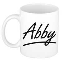 Naam cadeau mok / beker Abby met sierlijke letters 300 ml - thumbnail