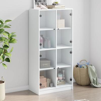 Hoge kast met deuren 68x37x142 cm bewerkt hout wit