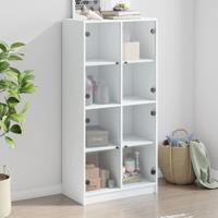 Hoge kast met deuren 68x37x142 cm bewerkt hout wit