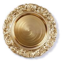 Kaarsenbord/plateau goud decoratieve rand 33 cm rond - thumbnail