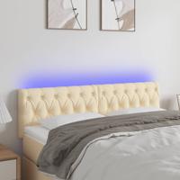 Hoofdbord LED 144x7x78/88 cm stof crèmekleurig
