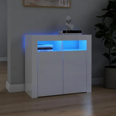 Dressoir met LED-verlichting 80x35x75 cm hoogglans wit