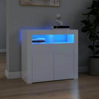 Dressoir met LED-verlichting 80x35x75 cm hoogglans wit