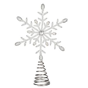 Piek Kunststof ster kerstboom topper zilver/wit H30 cm