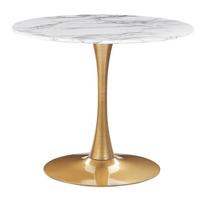 Beliani - BOCA - Ronde eettafel - Wit|Goud - 90 cm - MDF