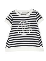 Moncler Enfant t-shirt rayé à logo brodé - Bleu - thumbnail