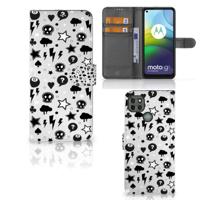 Telefoonhoesje met Naam Motorola Moto G9 Power Silver Punk | Portemonnee hoesje