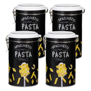 Set van 4x stuks pasta voorraadbussen/bewaarblikken metaal 11 x 19 cm