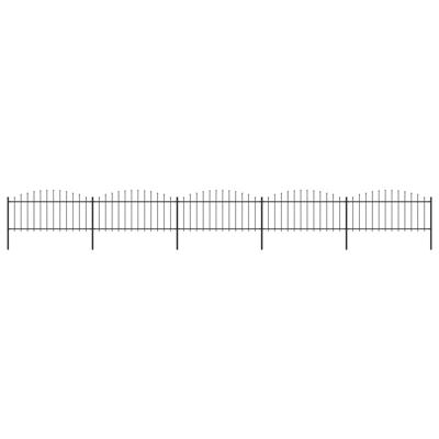 Tuinhek met speren bovenkant (0,5-0,75)x8,5 m staal zwart