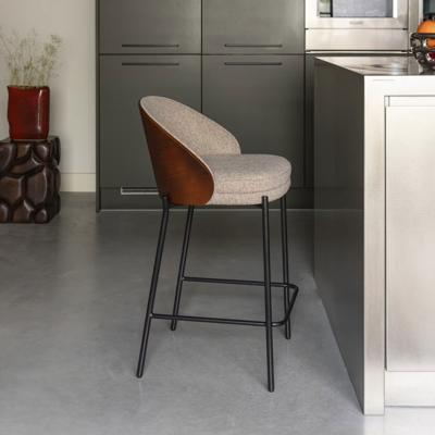 Dutchbone Barkruk 'Rodin' Essenhout en stof, kleur Beige (zithoogte 65cm)