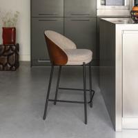 Dutchbone Barkruk 'Rodin' Essenhout en stof, kleur Beige (zithoogte 65cm)