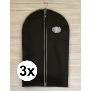 Beschermhoes voor kleding - 3x - zwart - 100 cm - met rits - op reis/thuis