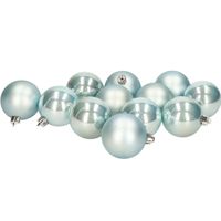 12x stuks kunststof kerstballen baby blauw 6 cm glans/mat