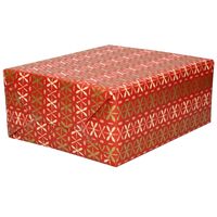 Inpakpapier/cadeaupapier - rood - roze/gouden kruisjes - 200 x 70 cm   - - thumbnail