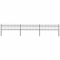 Tuinhek met speerpunt staal 537x60 cm zwart